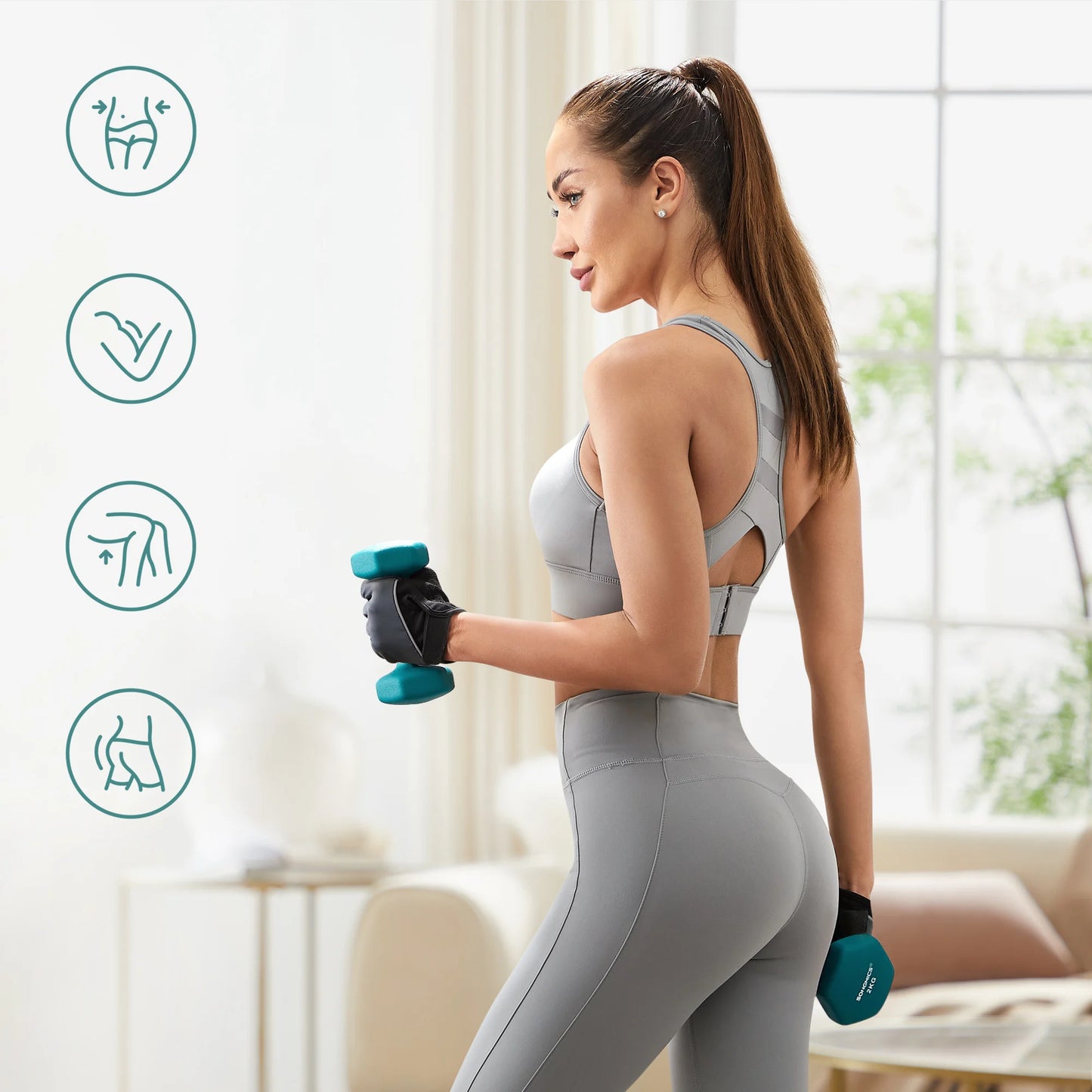 Set d’Haltères Hexagonaux Néoprène (1-3 kg) – FitnessPAM™